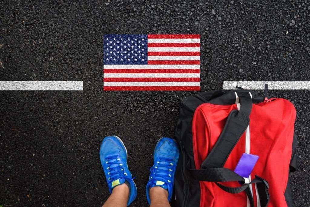 flag of United States and border