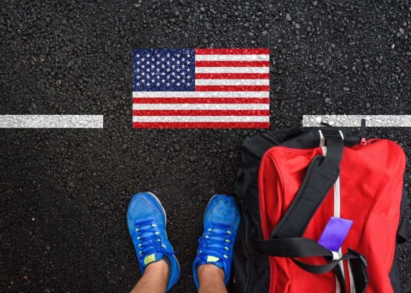 flag of United States and border